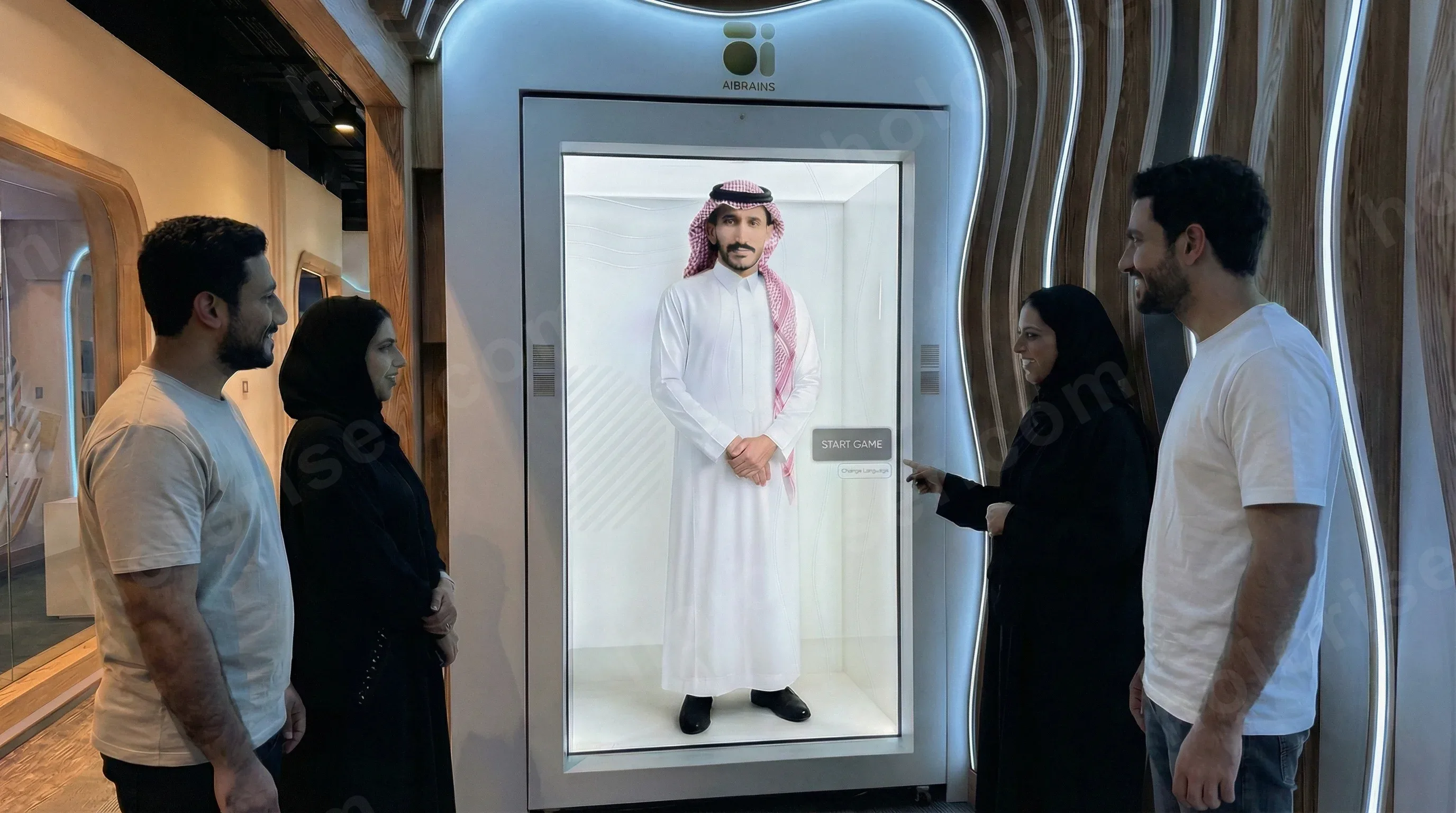 A Holobox holographic display at a Dubai exhibition stand